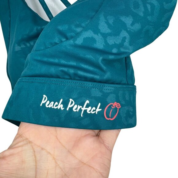 Peach Perfect Teal Leopard Print Crisscross Adjustable Sports Bra Women SZ L - Picture 4 of 7